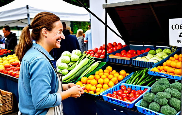 **

"A vibrant, welcoming scene at a local Dutch farmers market. A friendly, fully clothed female micro-influencer (mid-30s) in appropriate attire, is interacting with a vendor selling organic vegetables. The vendor, also fully clothed in modest clothing, is smiling. The market is bustling with people and features colorful stalls with fresh produce. Focus on the quality of the produce and the genuine connection between the influencer and the vendor. Safe for work, appropriate content, professional photography, perfect anatomy, natural proportions, family-friendly, Dutch setting."

**