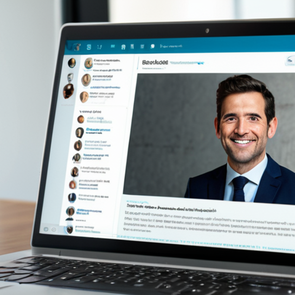 취업을 위한 디지털 네트워킹 팁 - **Professional LinkedIn Profile:** "A close-up shot of a well-optimized LinkedIn profile on a laptop...