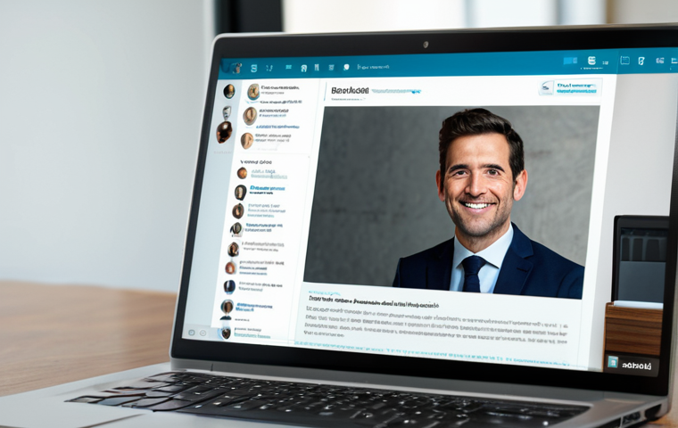 취업을 위한 디지털 네트워킹 팁 - **Professional LinkedIn Profile:** "A close-up shot of a well-optimized LinkedIn profile on a laptop...