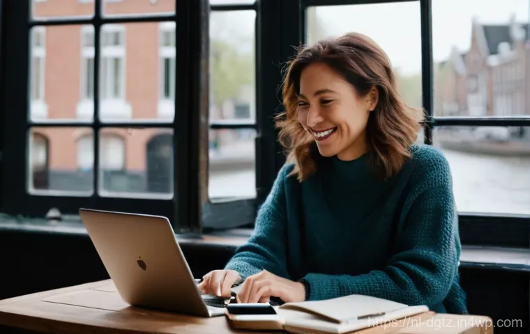 소셜 미디어에서의 관계 형성을 위한 팁 - **Authentic Connection in a Cozy Dutch Setting:** A warm and inviting scene featuring a female conte...