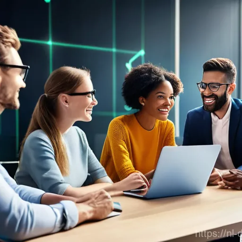 디지털 네트워킹의 장점과 단점 - **Prompt:** "A vibrant, optimistic scene depicting a diverse group of professionals from various glo...