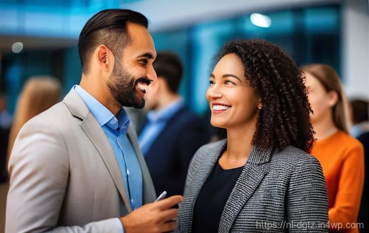 효과적인 네트워킹을 위한 대화의 기술 - **Prompt 1: The Art of Genuine Connection**
    "A diverse group of three professionals in their lat...