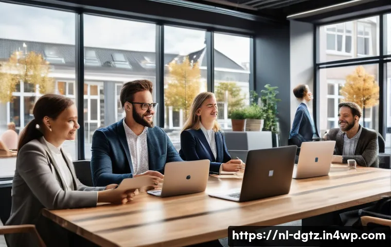 가상 이벤트 참여 시 네트워킹 팁 - A professional virtual networking scene showing a diverse group of Dutch business professionals in a...