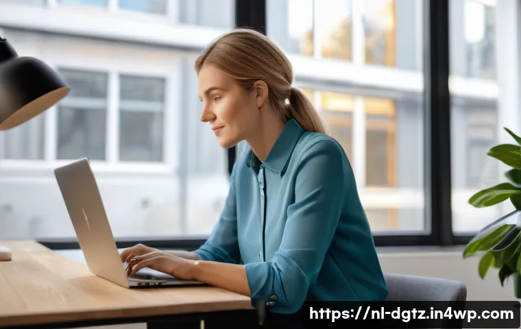 온라인 네트워킹의 중요성을 강조하기 - A professional Dutch woman in her early 30s, sitting comfortably in a modern home office with warm n...